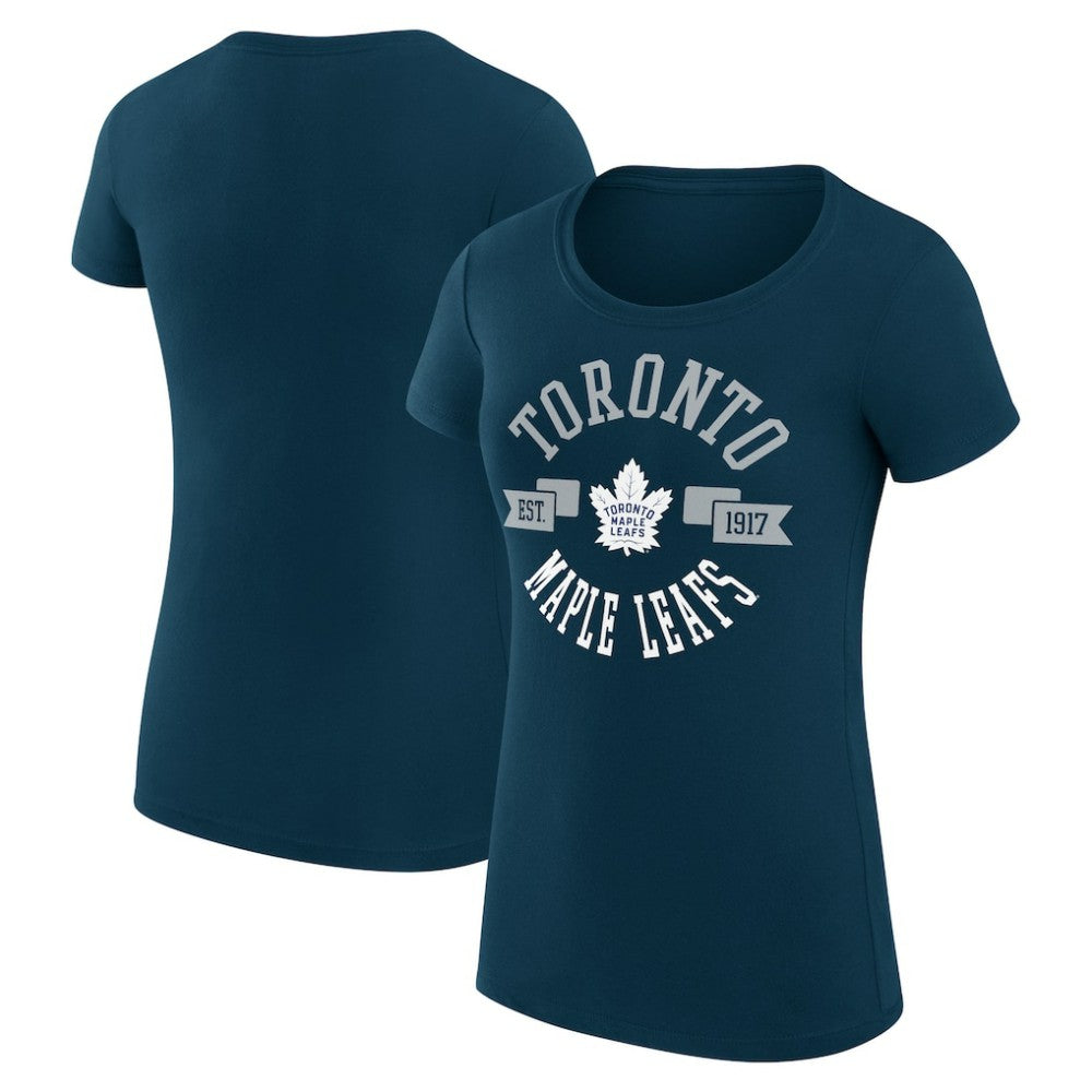 Toronto Maple Leafs G-III 4Her by Carl Banks Women's Super-Slim Fit Lightweight City Graphic Sport Crewneck T-Shirt Navy