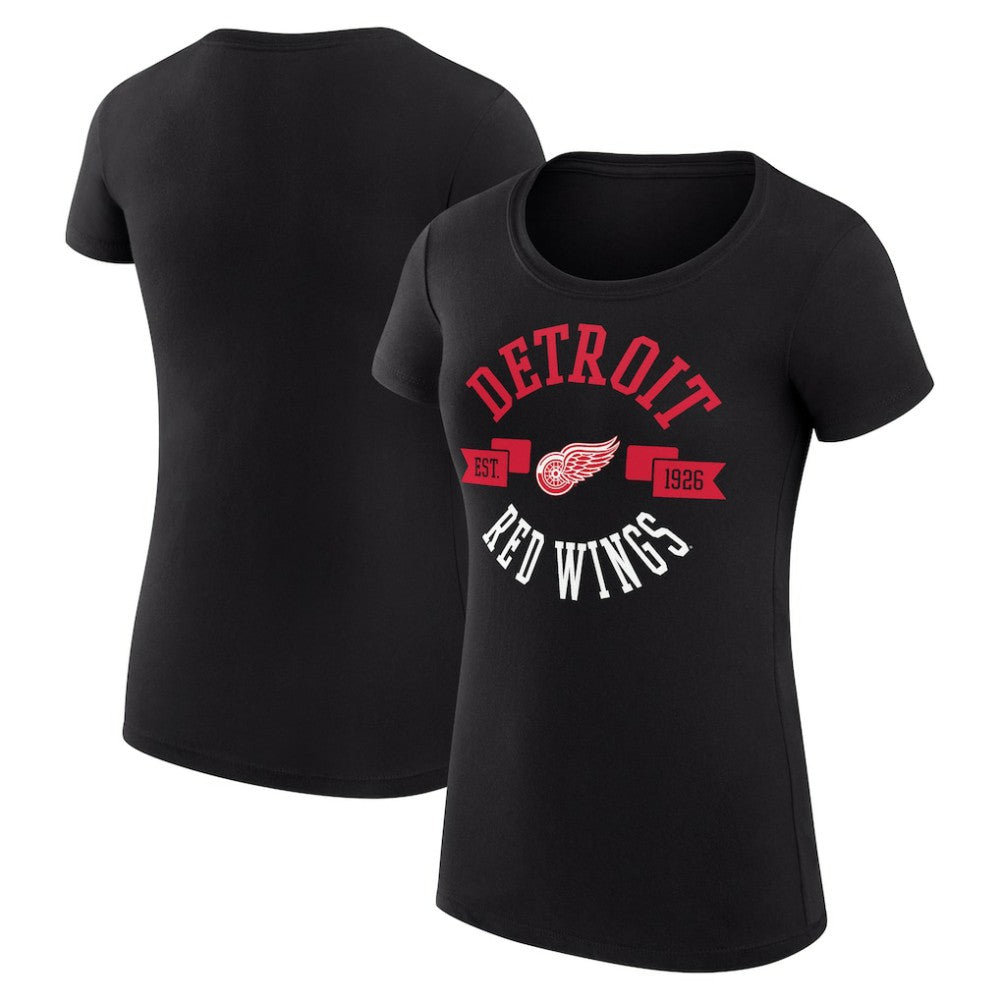 Detroit Red Wings G-III 4Her by Carl Banks Women's Super-Slim Fit Lightweight City Graphic Sport Crewneck T-Shirt Black