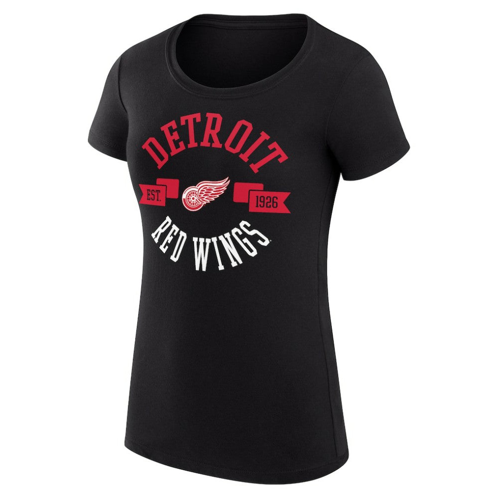 Detroit Red Wings G-III 4Her by Carl Banks Women's Super-Slim Fit Lightweight City Graphic Sport Crewneck T-Shirt Black