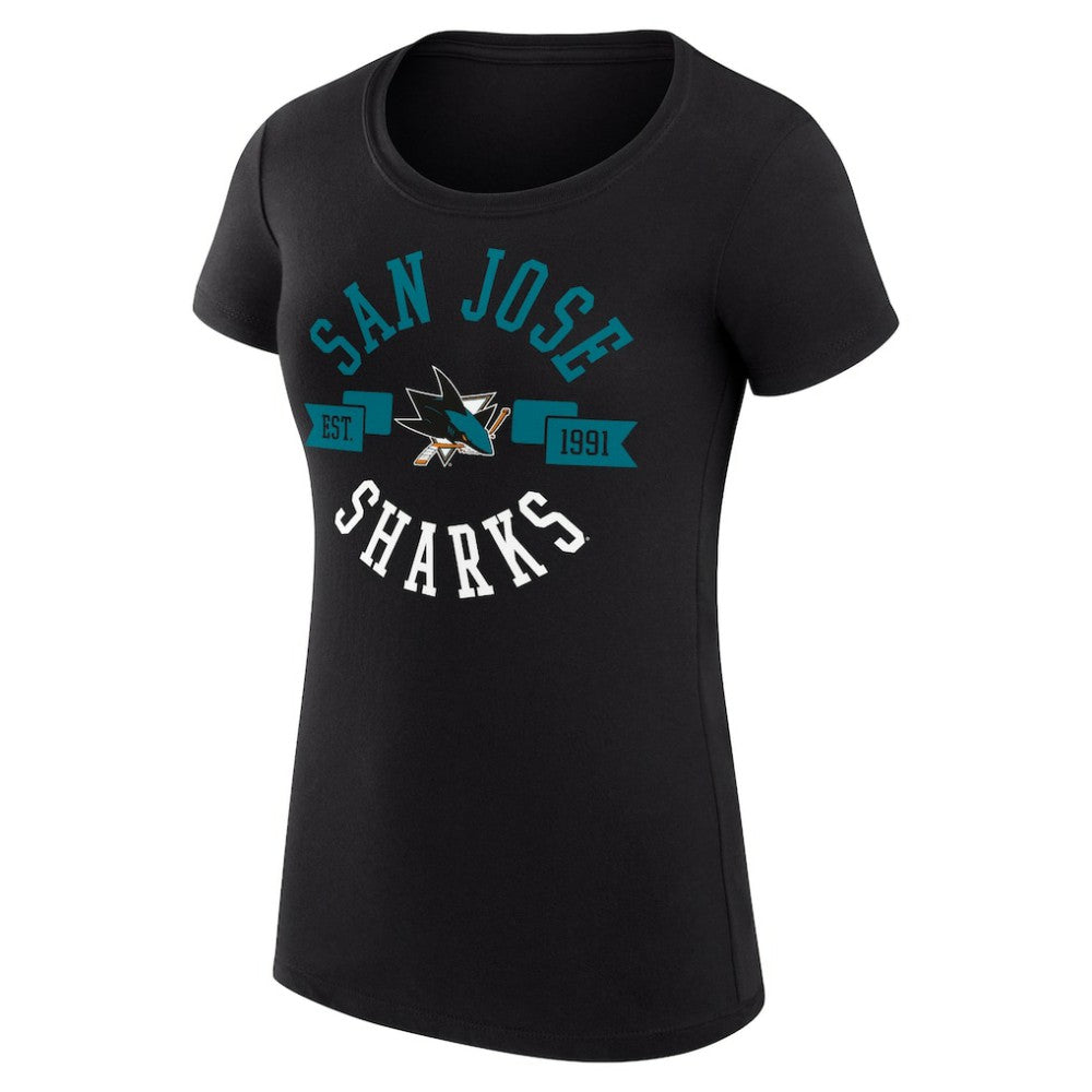 San Jose Sharks G-III 4Her by Carl Banks Women's Super-Slim Fit Lightweight City Graphic Sport Crewneck T-Shirt Black