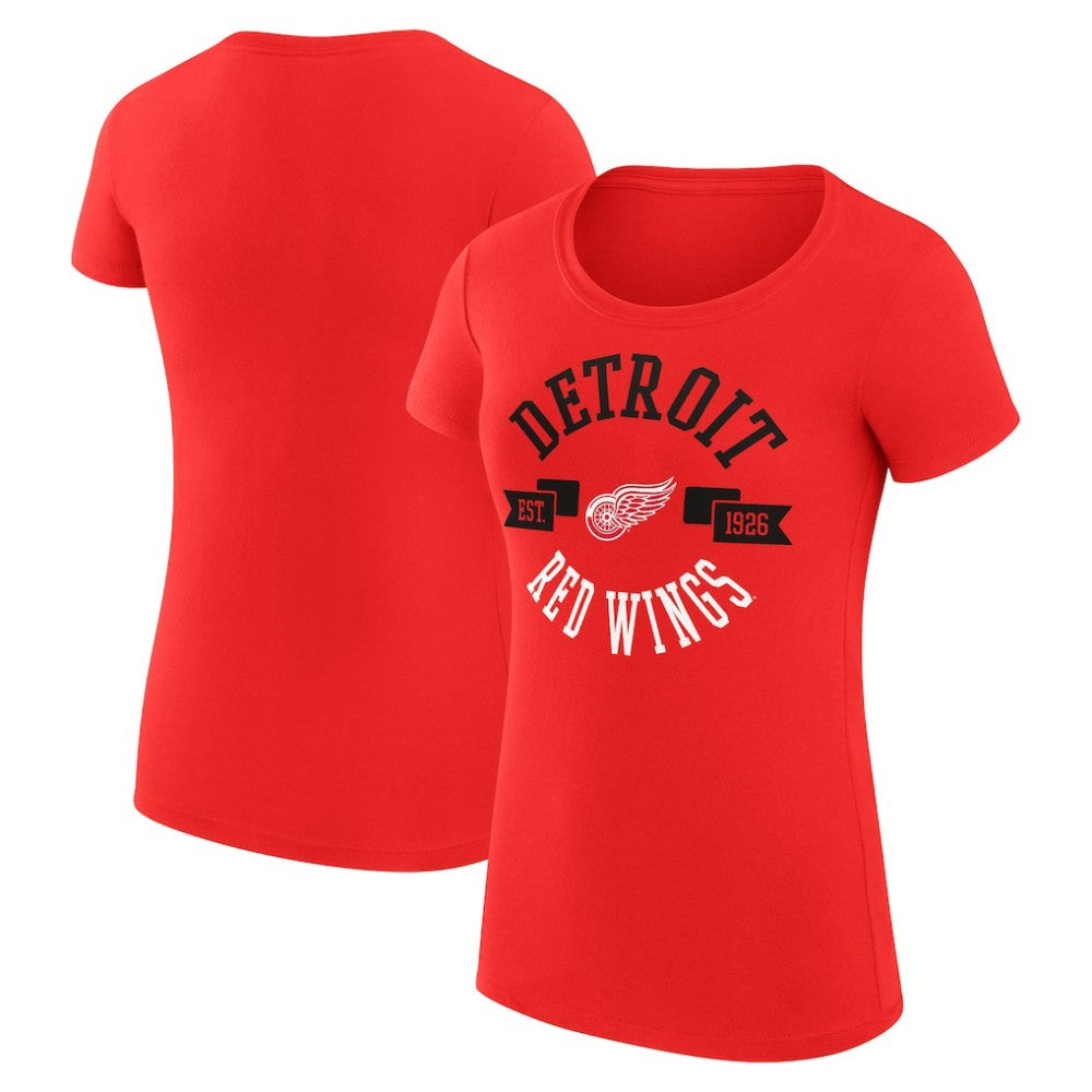 Detroit Red Wings G-III 4Her by Carl Banks Women's Super-Slim Fit Lightweight City Graphic Sport Crewneck T-Shirt Red