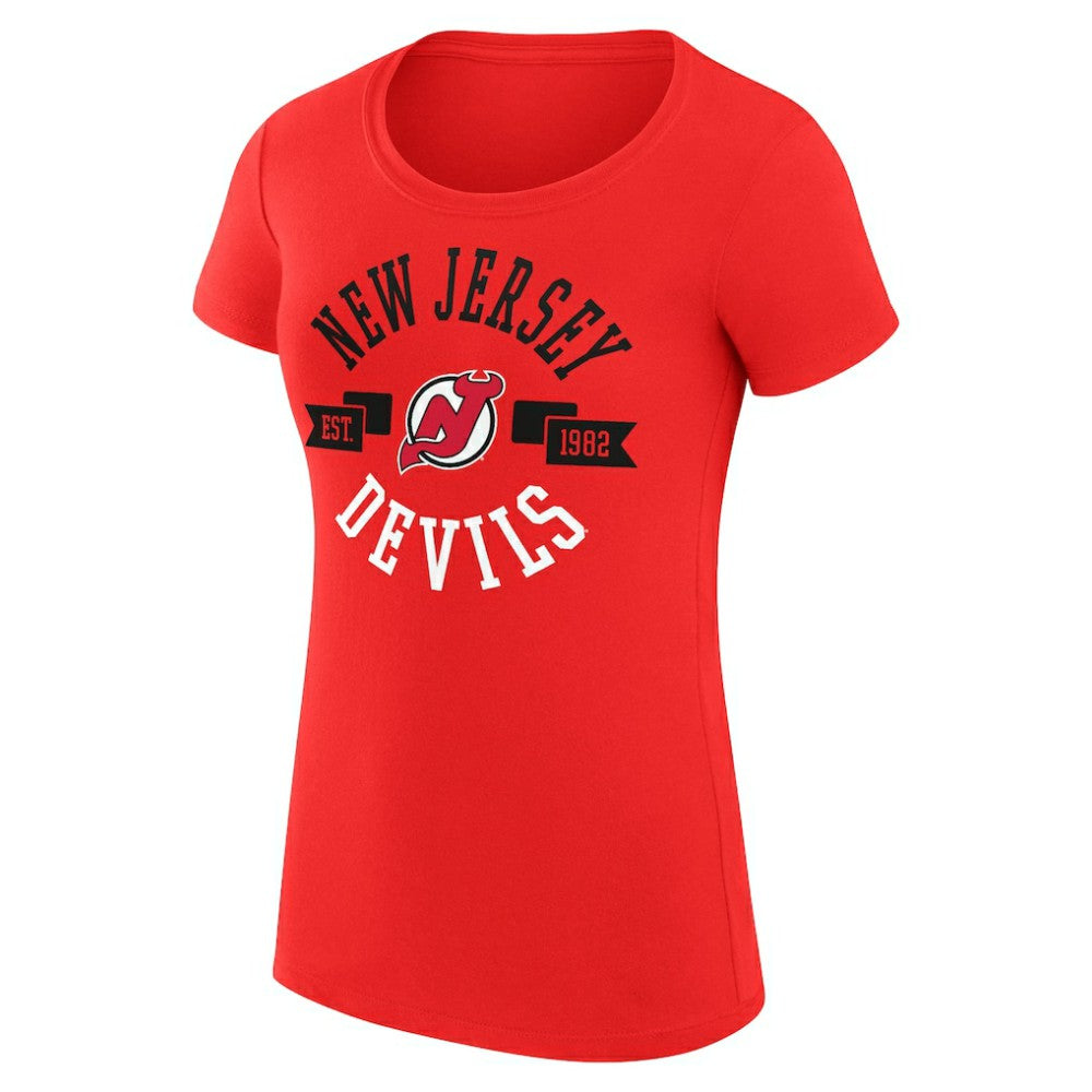 New Jersey Devils G-III 4Her by Carl Banks Women's Super-Slim Fit Lightweight City Graphic Sport Crewneck T-Shirt Red