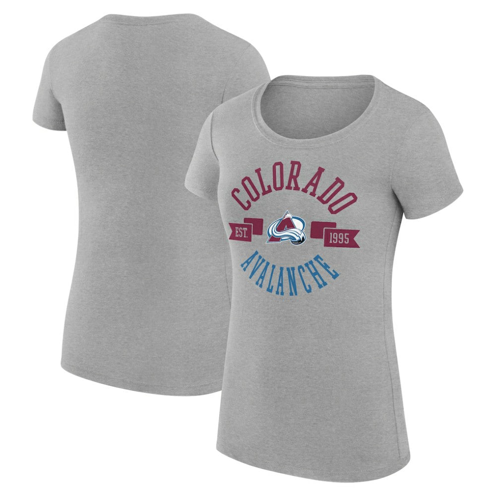 Colorado Avalanche G-III 4Her by Carl Banks Women's Super-Slim Fit Lightweight City Graphic Sport Crewneck T-Shirt Heather Gray