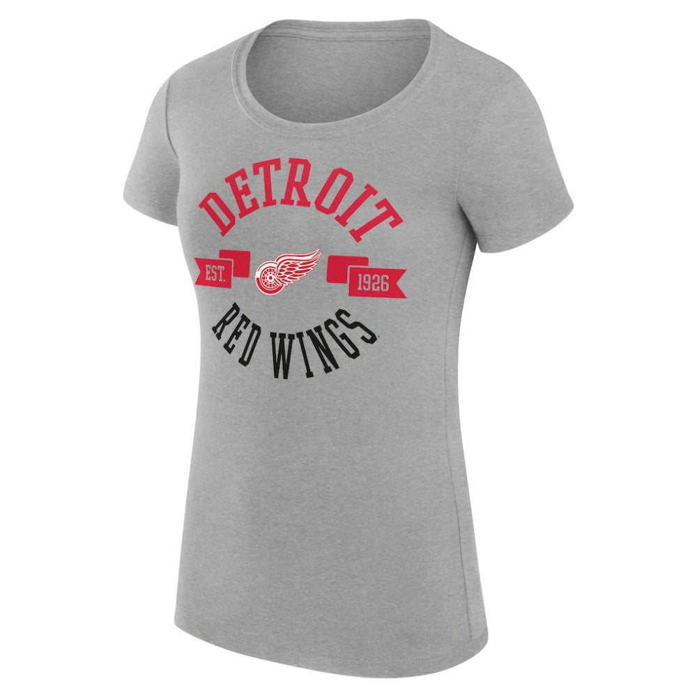 Detroit Red Wings G-III 4Her by Carl Banks Women's Super-Slim Fit Lightweight City Graphic Sport Crewneck T-Shirt Heather Gray