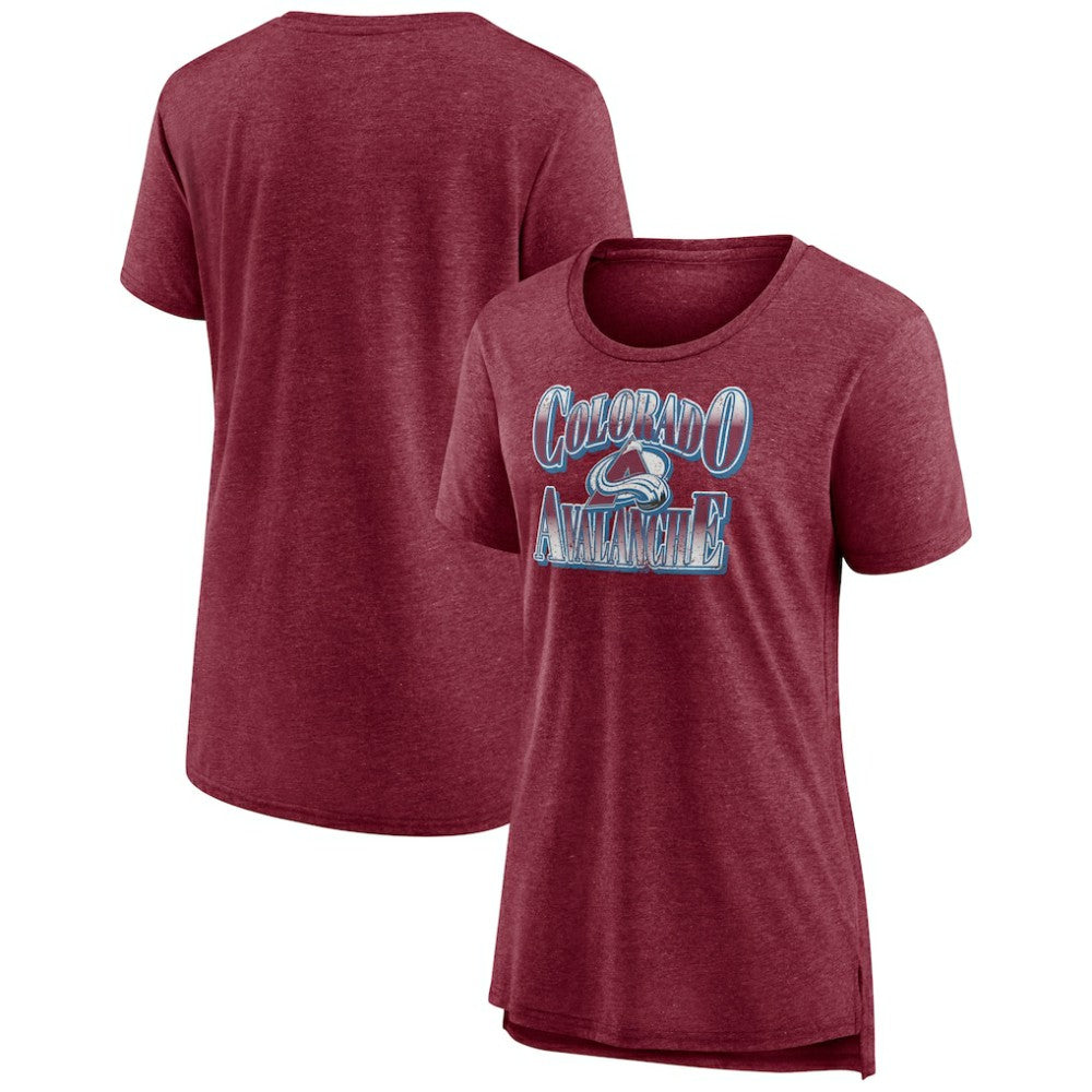 Colorado Avalanche Women's Crash the Net Tri-Blend T-Shirt Burgundy