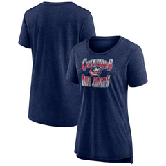 Columbus Blue Jackets Women's Crash the Net Tri-Blend T-Shirt Navy