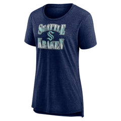 Seattle Kraken Women's Crash the Net Tri-Blend T-Shirt Deep Sea Blue
