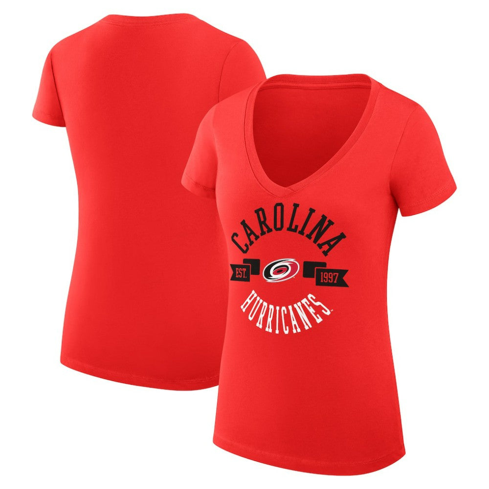 Carolina Hurricanes G-III 4Her by Carl Banks Women's Super-Slim Fit Lightweight City Graphic V-Neck T-Shirt Red