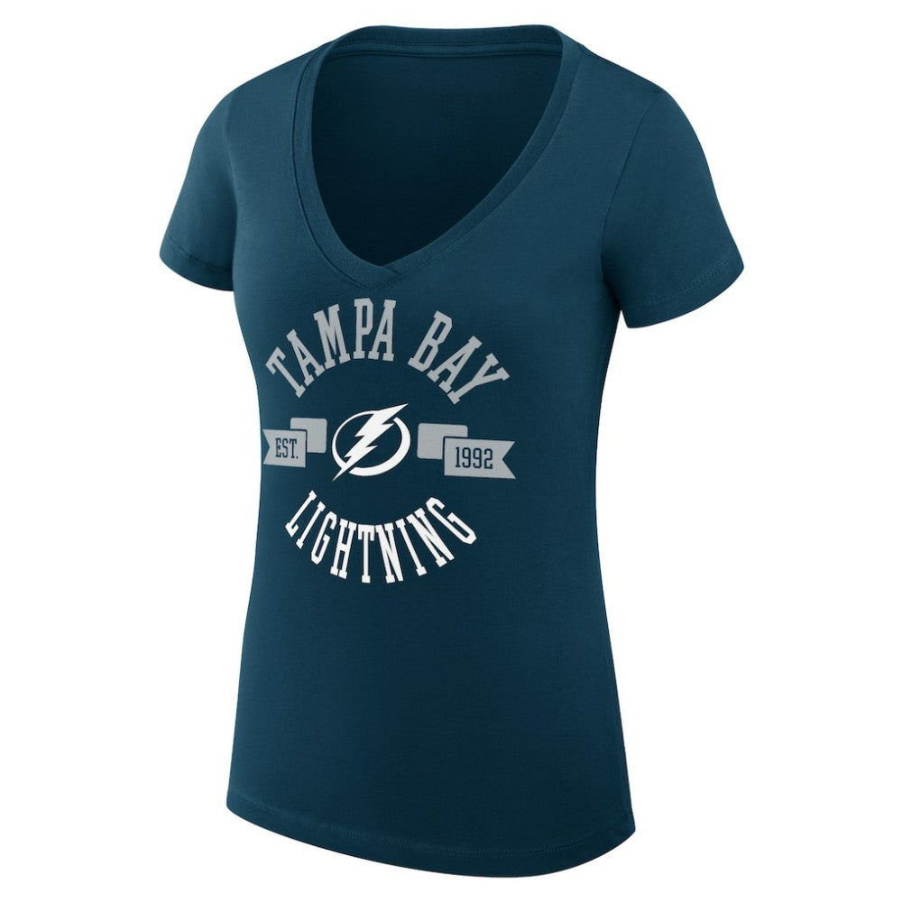 Tampa Bay Lightning G-III 4Her by Carl Banks Women's Super-Slim Fit Lightweight City Graphic V-Neck T-Shirt Navy