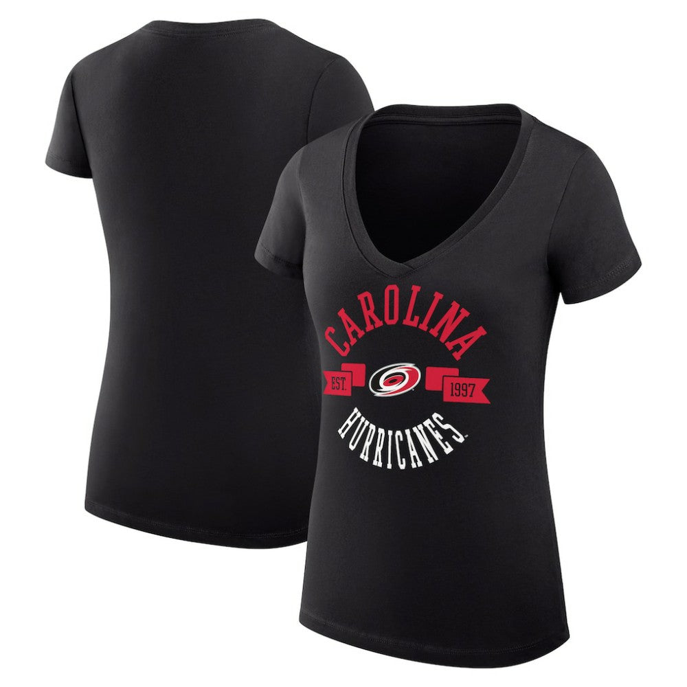 Carolina Hurricanes G-III 4Her by Carl Banks Women's Super-Slim Fit Lightweight City Graphic V-Neck T-Shirt Black