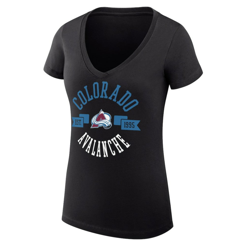 Colorado Avalanche G-III 4Her by Carl Banks Women's Super-Slim Fit Lightweight City Graphic V-Neck T-Shirt Black