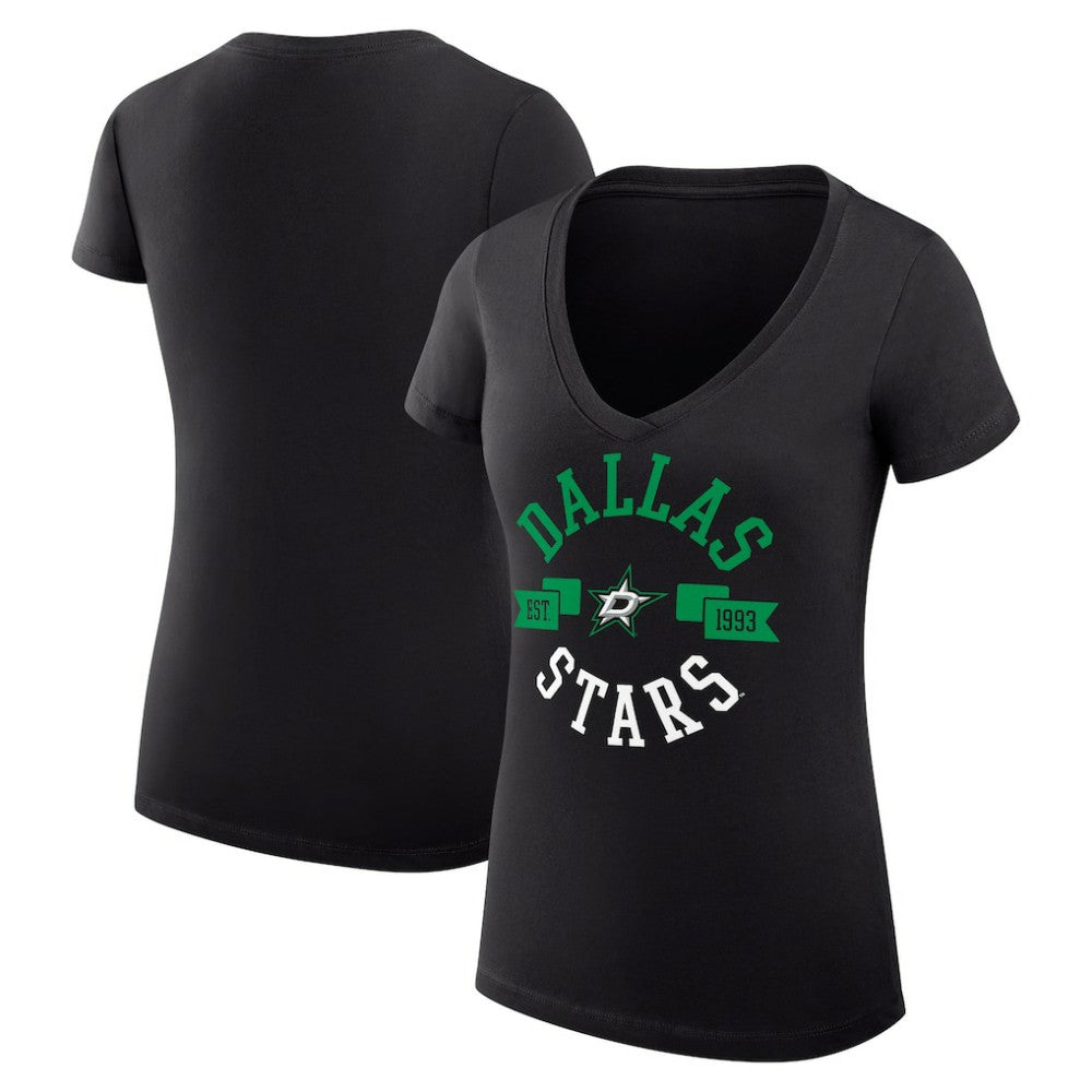 Dallas Stars G-III 4Her by Carl Banks Women's Super-Slim Fit Lightweight City Graphic V-Neck T-Shirt Black