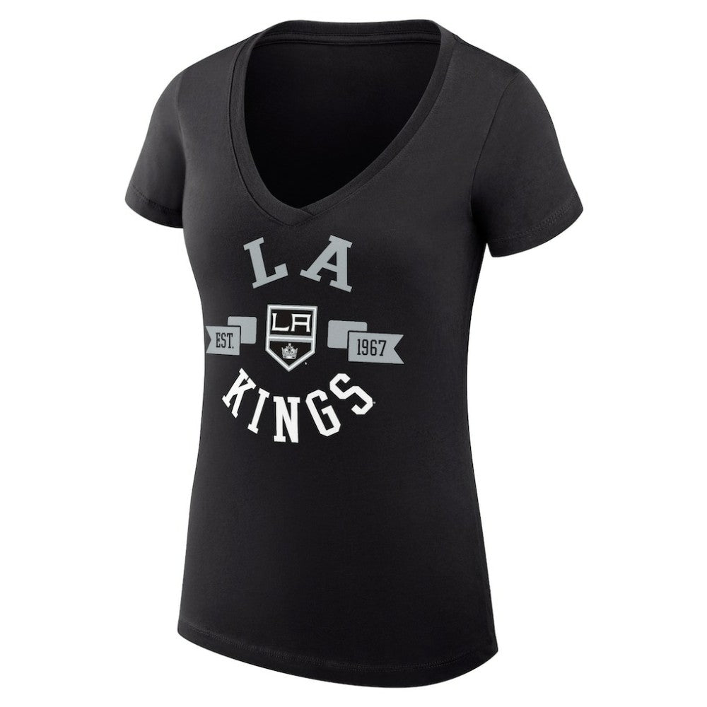 Los Angeles Kings G-III 4Her by Carl Banks Women's Super-Slim Fit Lightweight City Graphic V-Neck T-Shirt Black