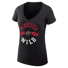 Minnesota Wild G-III 4Her by Carl Banks Women's Super-Slim Fit Lightweight City Graphic V-Neck T-Shirt Black