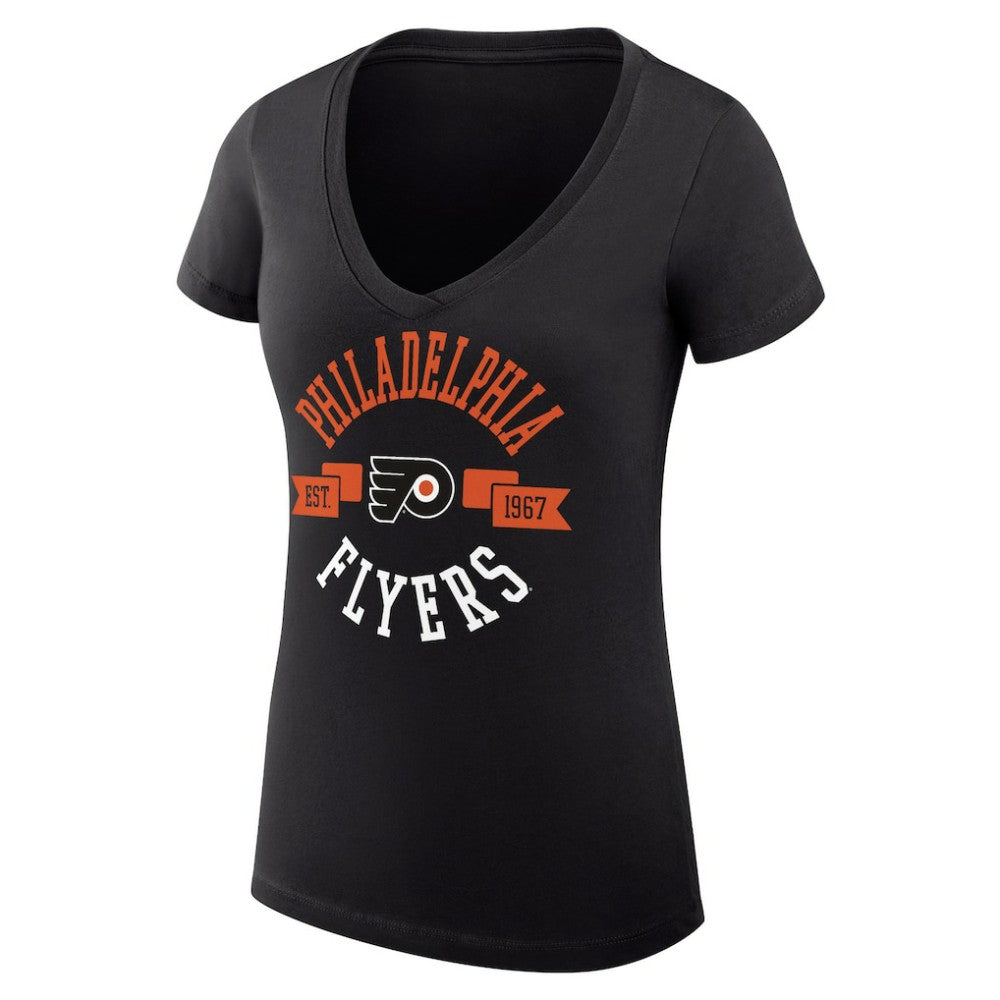 Philadelphia Flyers G-III 4Her by Carl Banks Women's Super-Slim Fit Lightweight City Graphic V-Neck T-Shirt Black