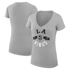 Los Angeles Kings G-III 4Her by Carl Banks Women's Super-Slim Fit Lightweight City Graphic V-Neck T-Shirt Heather Gray