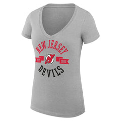 New Jersey Devils G-III 4Her by Carl Banks Women's Super-Slim Fit Lightweight City Graphic V-Neck T-Shirt Heather Gray