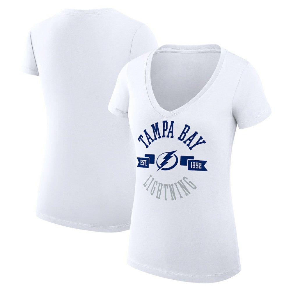 Tampa Bay Lightning G-III 4Her by Carl Banks Women's Super-Slim Fit Lightweight City Graphic V-Neck T-Shirt White