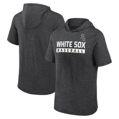 Chicago White Sox Push Short Sleeve Pullover Hoodie Heather Charcoal