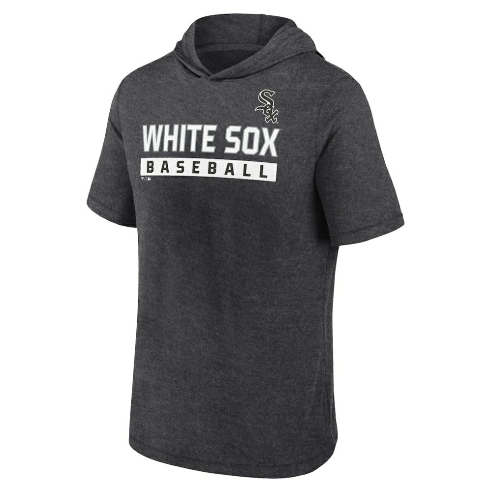 Chicago White Sox Push Short Sleeve Pullover Hoodie Heather Charcoal