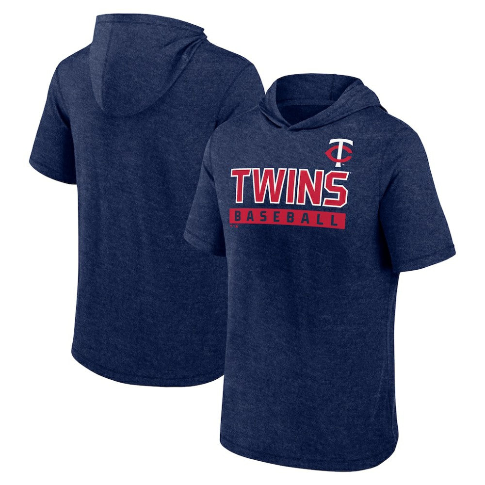 Minnesota Twins Push Short Sleeve Pullover Hoodie Heather Navy