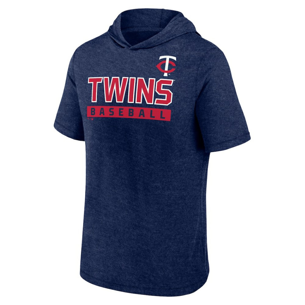 Minnesota Twins Push Short Sleeve Pullover Hoodie Heather Navy
