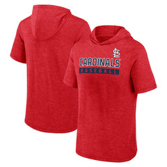 St. Louis Cardinals Push Short Sleeve Pullover Hoodie Heather Red