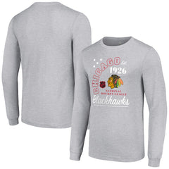 Chicago Blackhawks Starter Arch City Theme Graphic Long Sleeve T-Shirt Heather Gray