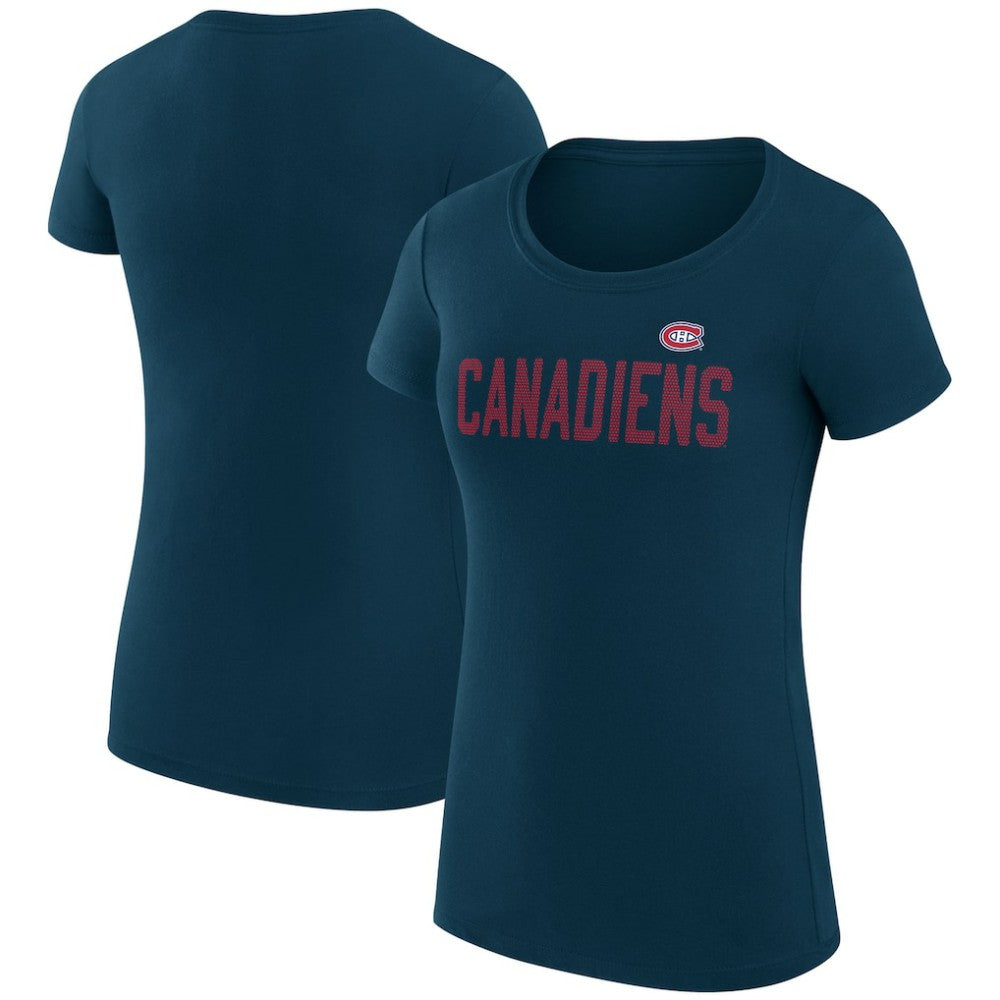 Montreal Canadiens G-III 4Her by Carl Banks Women's Super-Slim Fit Lightweight Dot Print Team T-Shirt Navy