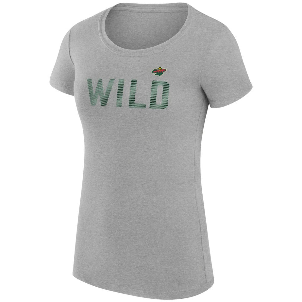 Minnesota Wild G-III 4Her by Carl Banks Women's Super-Slim Fit Lightweight Dot Print Team T-Shirt Heather Gray