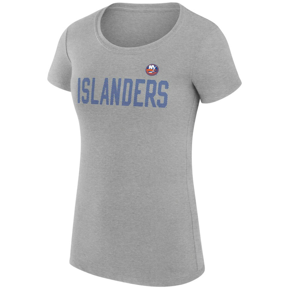 New York Islanders G-III 4Her by Carl Banks Women's Super-Slim Fit Lightweight Dot Print Team T-Shirt Heather Gray