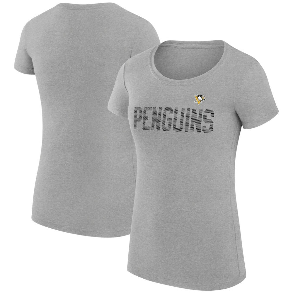 Pittsburgh Penguins G-III 4Her by Carl Banks Women's Super-Slim Fit Lightweight Dot Print Team T-Shirt Heather Gray