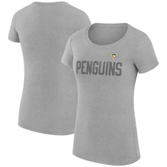 Pittsburgh Penguins G-III 4Her by Carl Banks Women's Super-Slim Fit Lightweight Dot Print Team T-Shirt Heather Gray