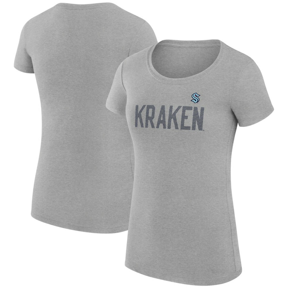 Seattle Kraken G-III 4Her by Carl Banks Women's Super-Slim Fit Lightweight Dot Print Team T-Shirt Heather Gray