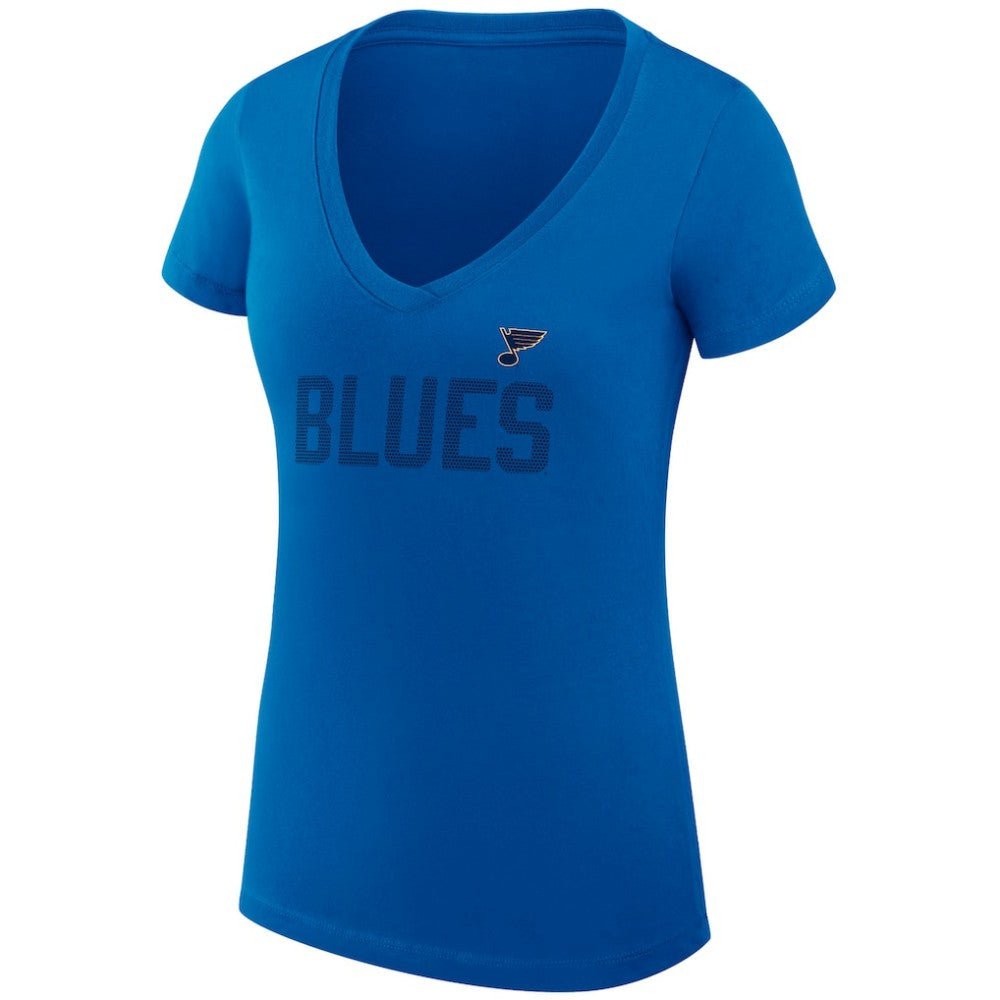 St. Louis Blues G-III 4Her by Carl Banks Women's Super-Slim Fit Lightweight Dot Print Team V-Neck T-Shirt Blue