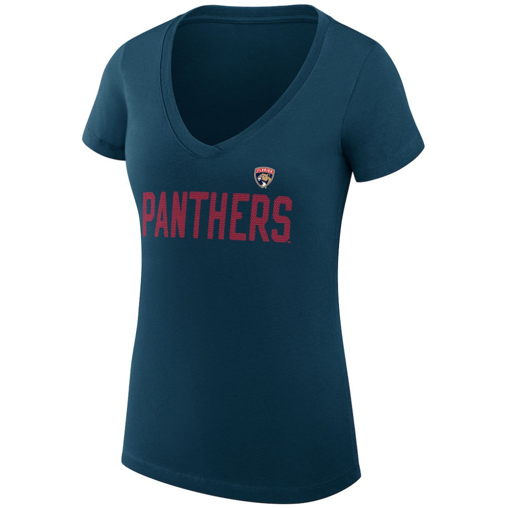 Florida Panthers G-III 4Her by Carl Banks Women's Super-Slim Fit Lightweight Dot Print Team V-Neck T-Shirt Navy