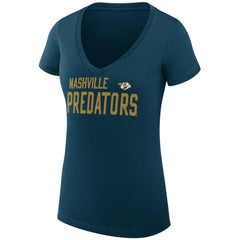 Nashville Predators G-III 4Her by Carl Banks Women's Super-Slim Fit Lightweight Dot Print Team V-Neck T-Shirt Navy