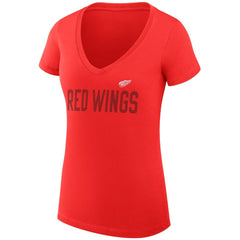 Detroit Red Wings G-III 4Her by Carl Banks Women's Super-Slim Fit Lightweight Dot Print Team V-Neck T-Shirt Red