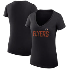 Philadelphia Flyers G-III 4Her by Carl Banks Women's Super-Slim Fit Lightweight Dot Print Team V-Neck T-Shirt Black