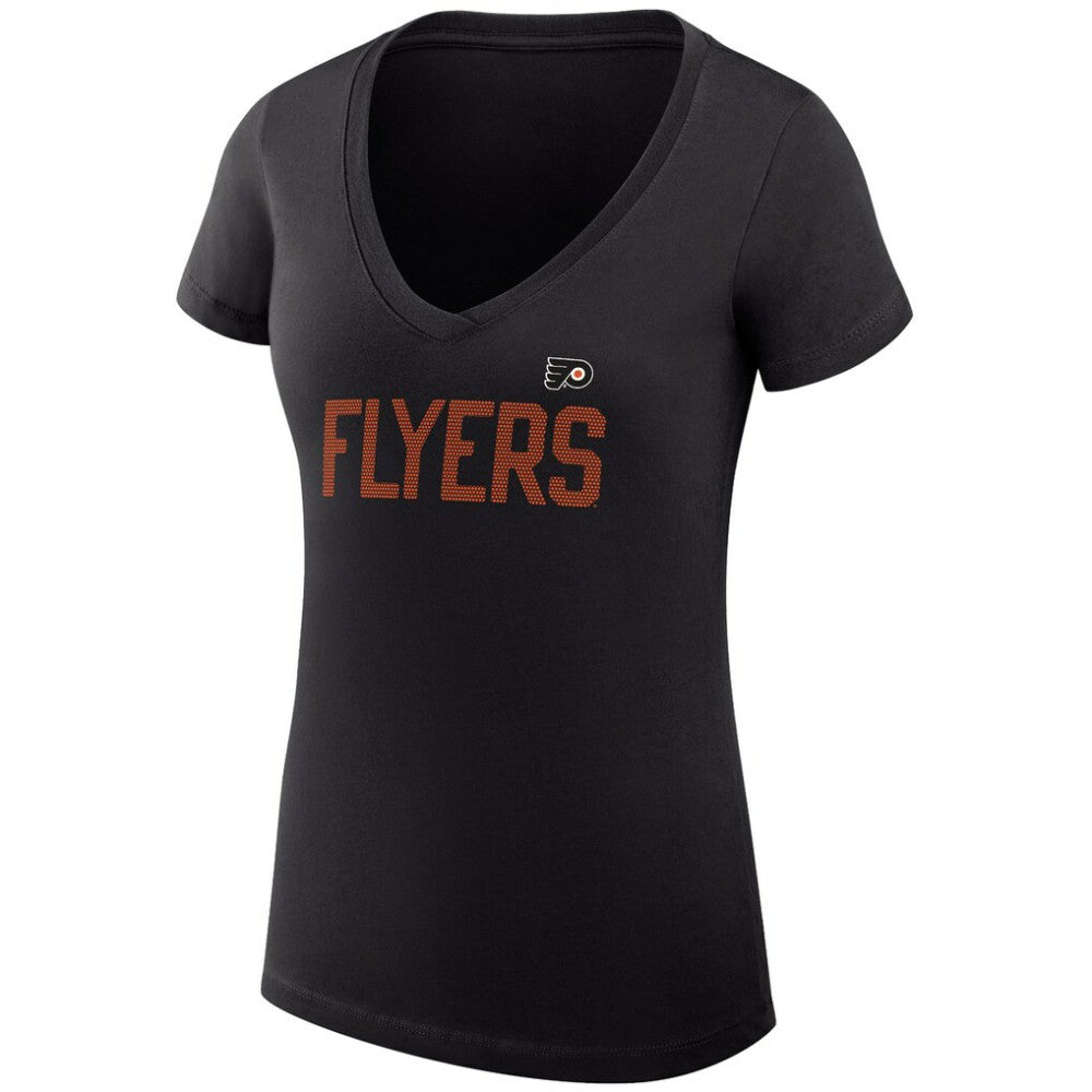 Philadelphia Flyers G-III 4Her by Carl Banks Women's Super-Slim Fit Lightweight Dot Print Team V-Neck T-Shirt Black