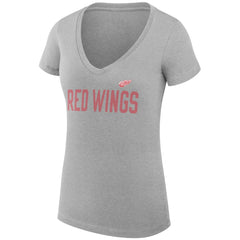 Detroit Red Wings G-III 4Her by Carl Banks Women's Super-Slim Fit Lightweight Dot Print Team V-Neck T-Shirt Heather Gray