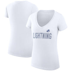 Tampa Bay Lightning G-III 4Her by Carl Banks Women's Super-Slim Fit Lightweight Dot Print Team V-Neck T-Shirt White