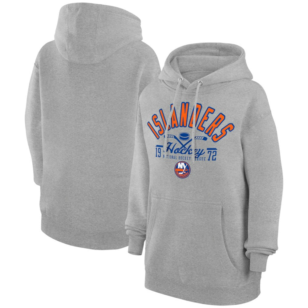 New York Islanders Starter Puck Pullover Hoodie Heather Gray
