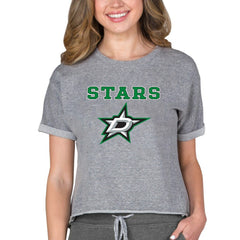 Dallas Stars Concepts Sport Women's Tri-Blend Mainstream Terry Short Sleeve Sweatshirt Top Heather Gray