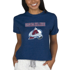 Colorado Avalanche Concepts Sport Women's Tri-Blend Mainstream Terry Short Sleeve Sweatshirt Top Navy
