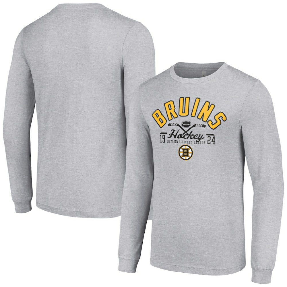 Boston Bruins Starter Puck Long Sleeve T-Shirt Heather Gray