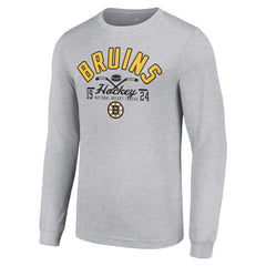 Boston Bruins Starter Puck Long Sleeve T-Shirt Heather Gray