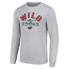 Minnesota Wild Starter Puck Long Sleeve T-Shirt Heather Gray
