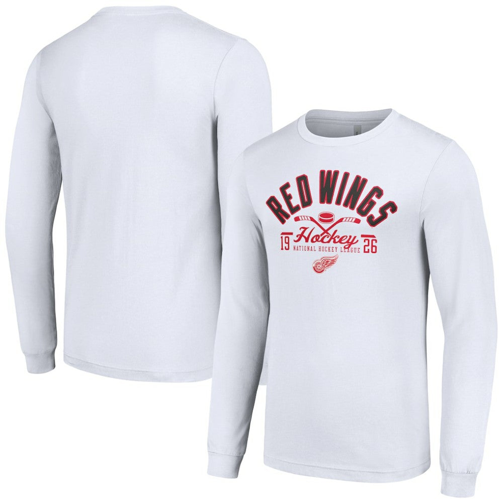 Detroit Red Wings Starter Puck Long Sleeve T-Shirt White