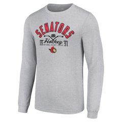 Ottawa Senators Starter Puck Long Sleeve T-Shirt Heather Gray